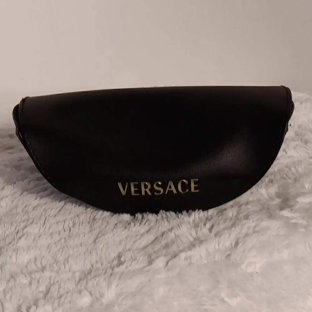 Versace Black Leather Glasses Case
